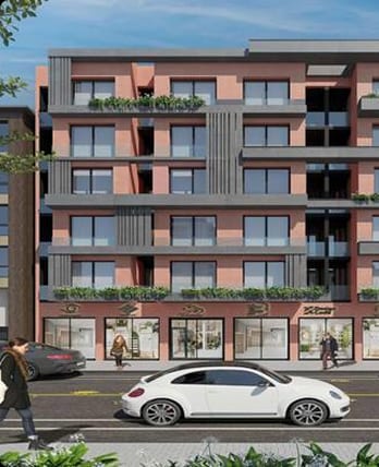 Rendu photoréaliste d'une façade d'immeuble